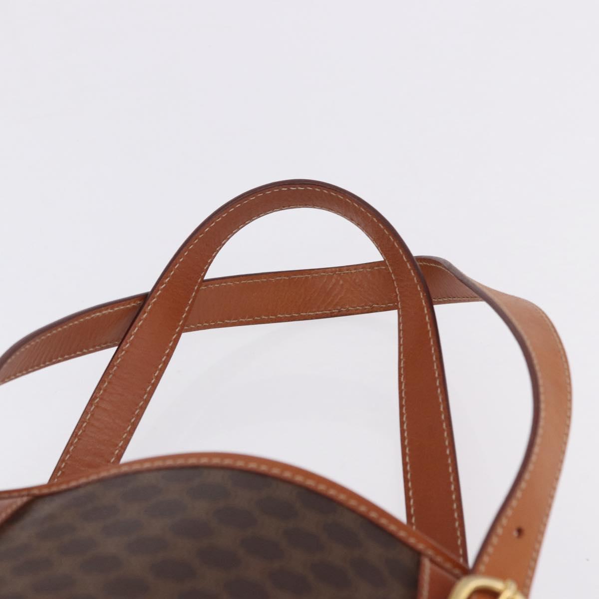 CELINE Macadam Canvas Shoulder Bag PVC Leather Brown Gold Auth ka5224A