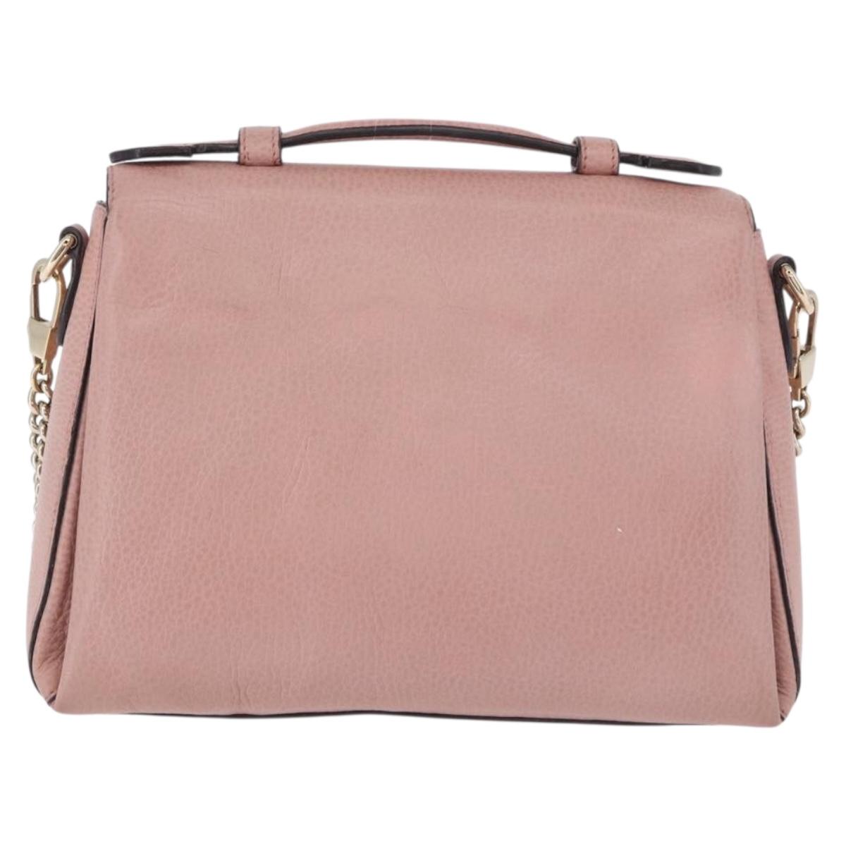 GUCCI Interlocking Hand Bag Leather 2way Outlet Pink Gold 510302 Auth ka5225