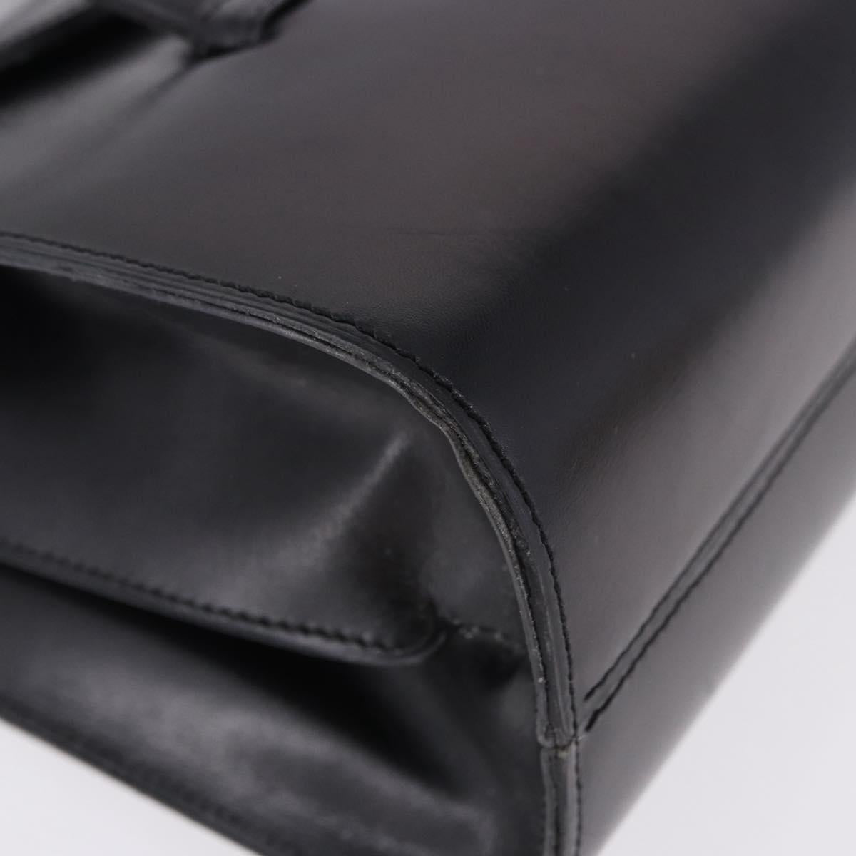 Christian Dior Hand Bag Leather Black Gold Auth ka5226