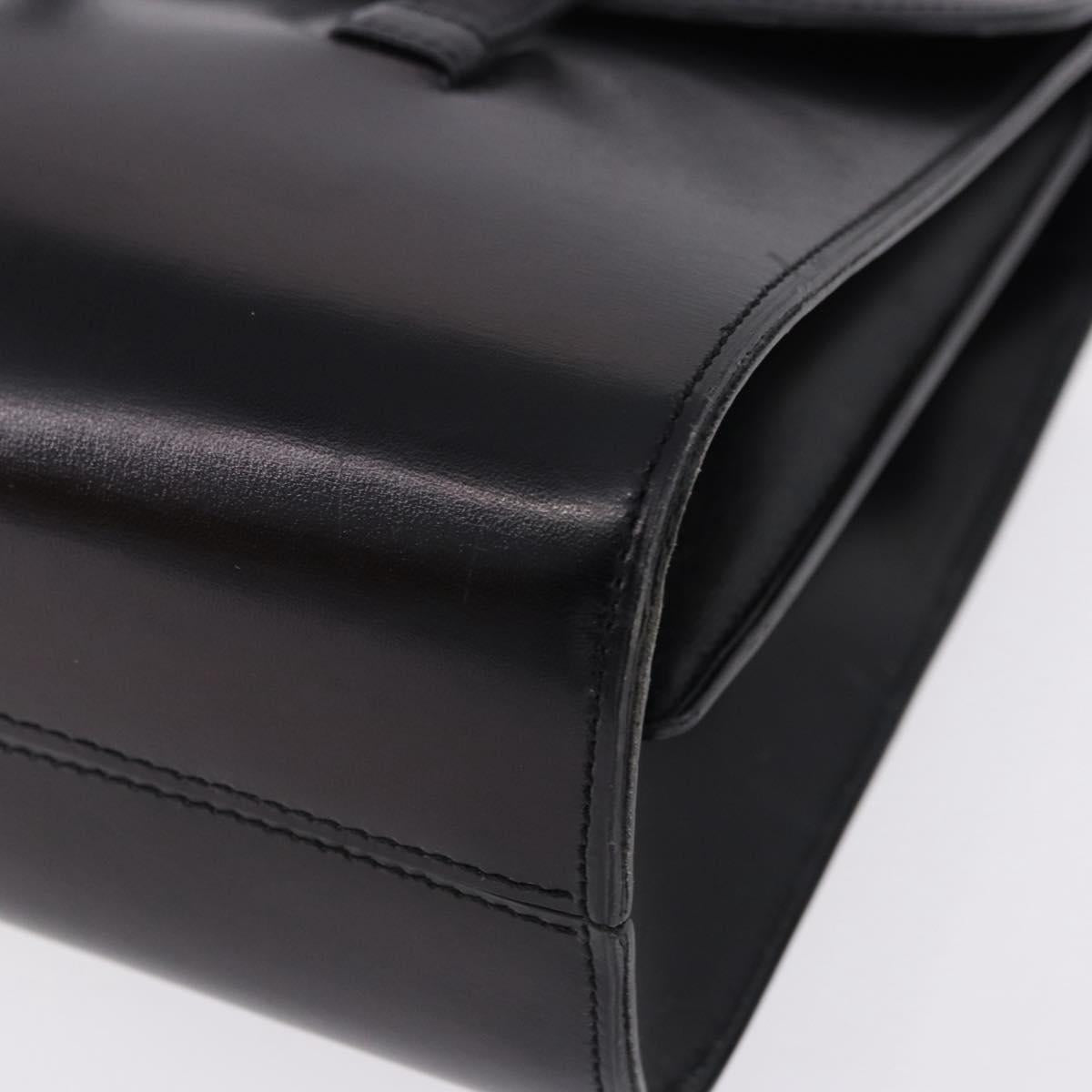 Christian Dior Hand Bag Leather Black Gold Auth ka5226
