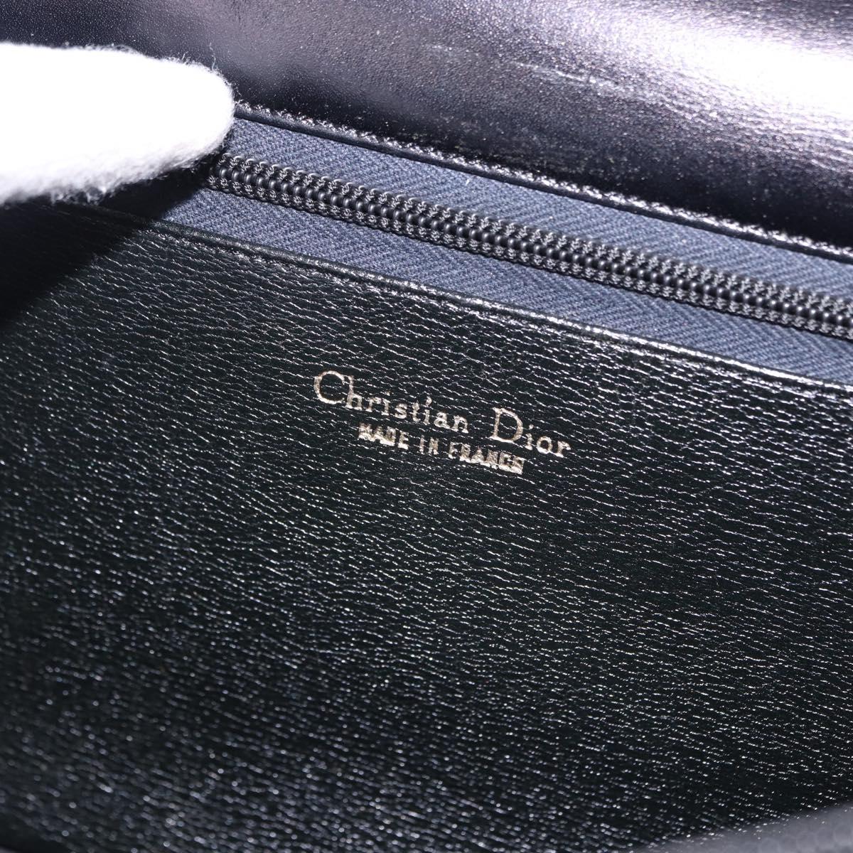Christian Dior Hand Bag Leather Black Gold Auth ka5226