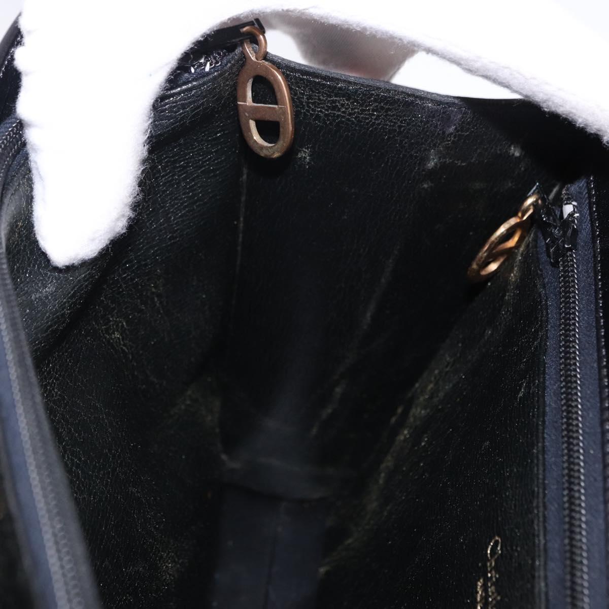 Christian Dior Hand Bag Leather Black Gold Auth ka5226