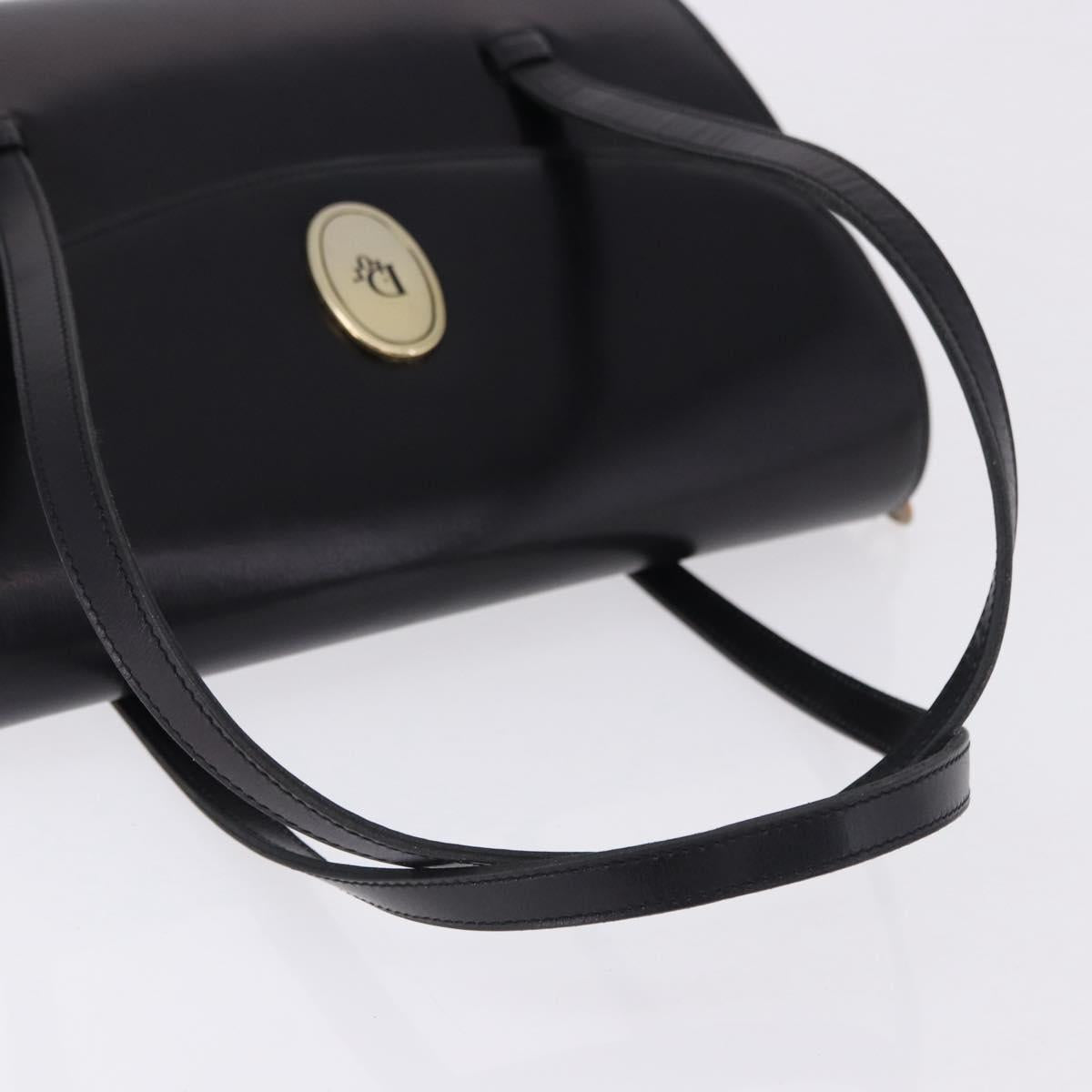 Christian Dior Hand Bag Leather Black Gold Auth ka5226