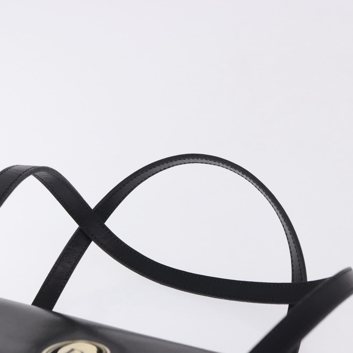 Christian Dior Hand Bag Leather Black Gold Auth ka5226