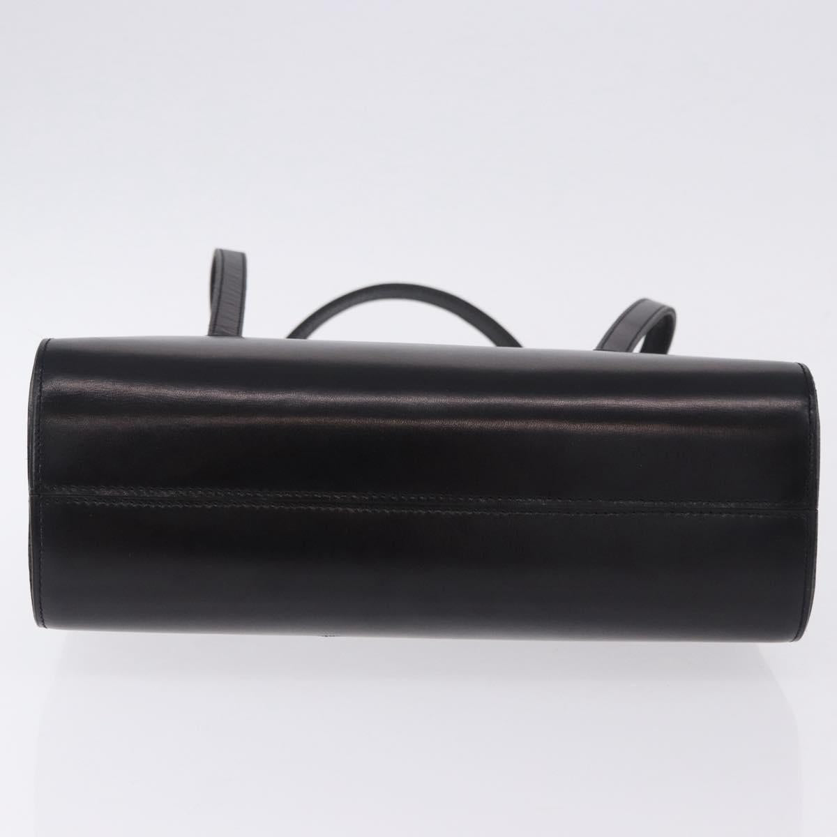 Christian Dior Hand Bag Leather Black Gold Auth ka5226