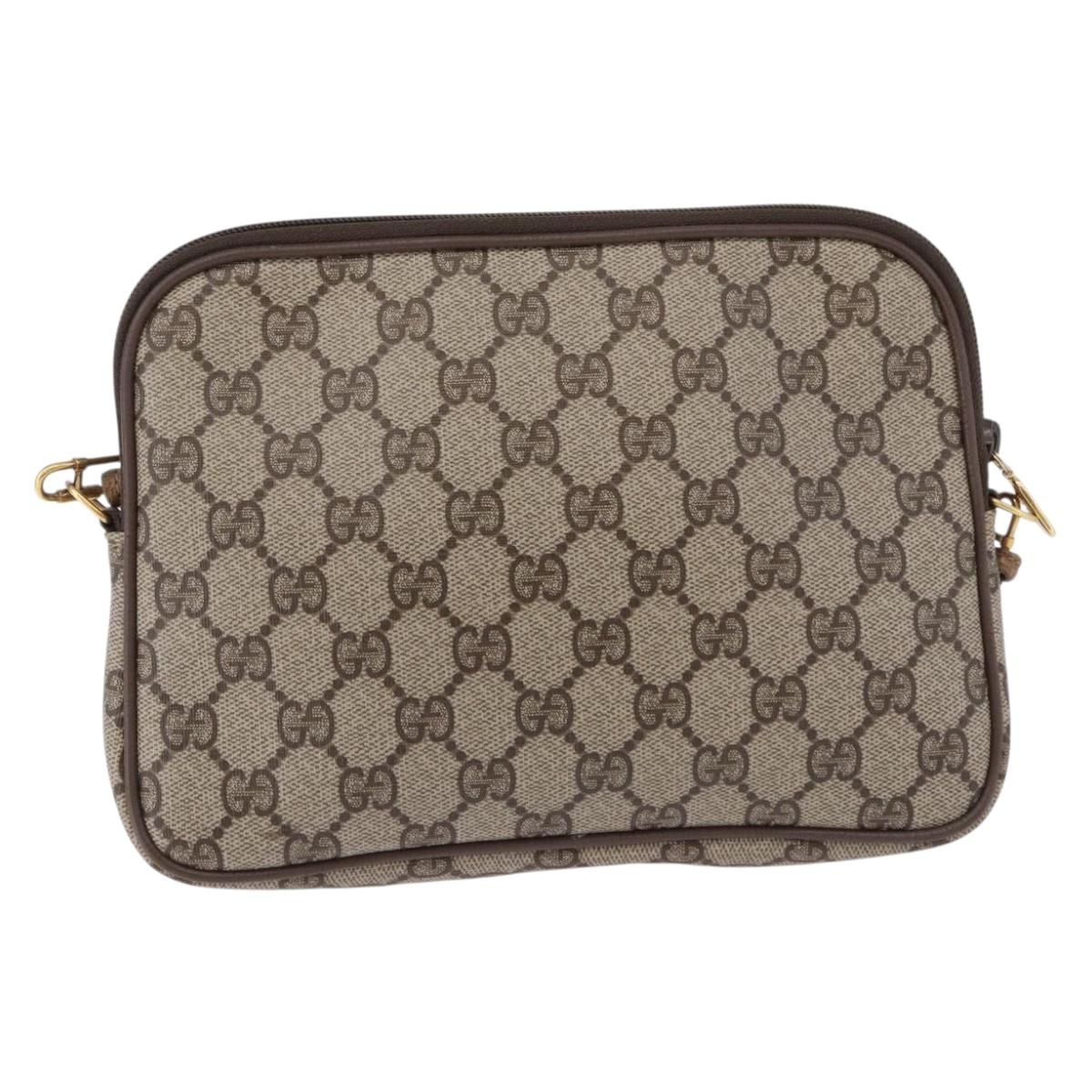 GUCCI GG Supreme Shoulder Bag PVC Beige Gold 97 02 068 Auth ka5227