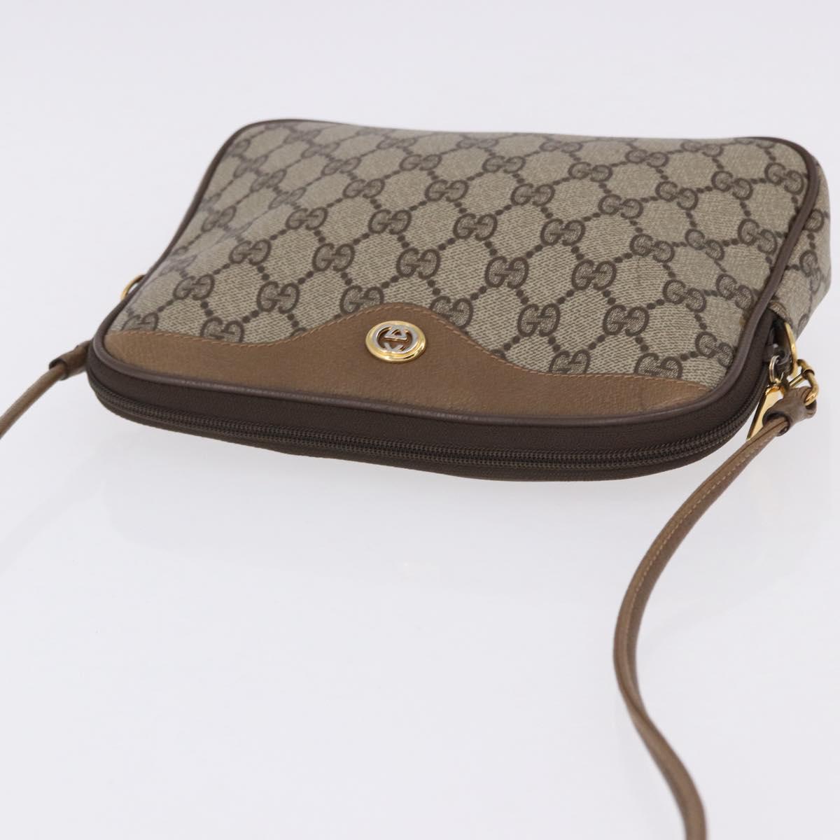 GUCCI GG Supreme Shoulder Bag PVC Beige Gold 97 02 068 Auth ka5227