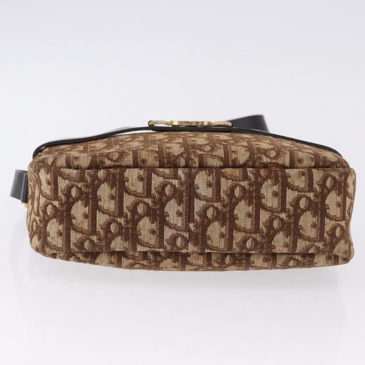Christian Dior Trotter Canvas Shoulder Bag Beige Gold Auth ka5228