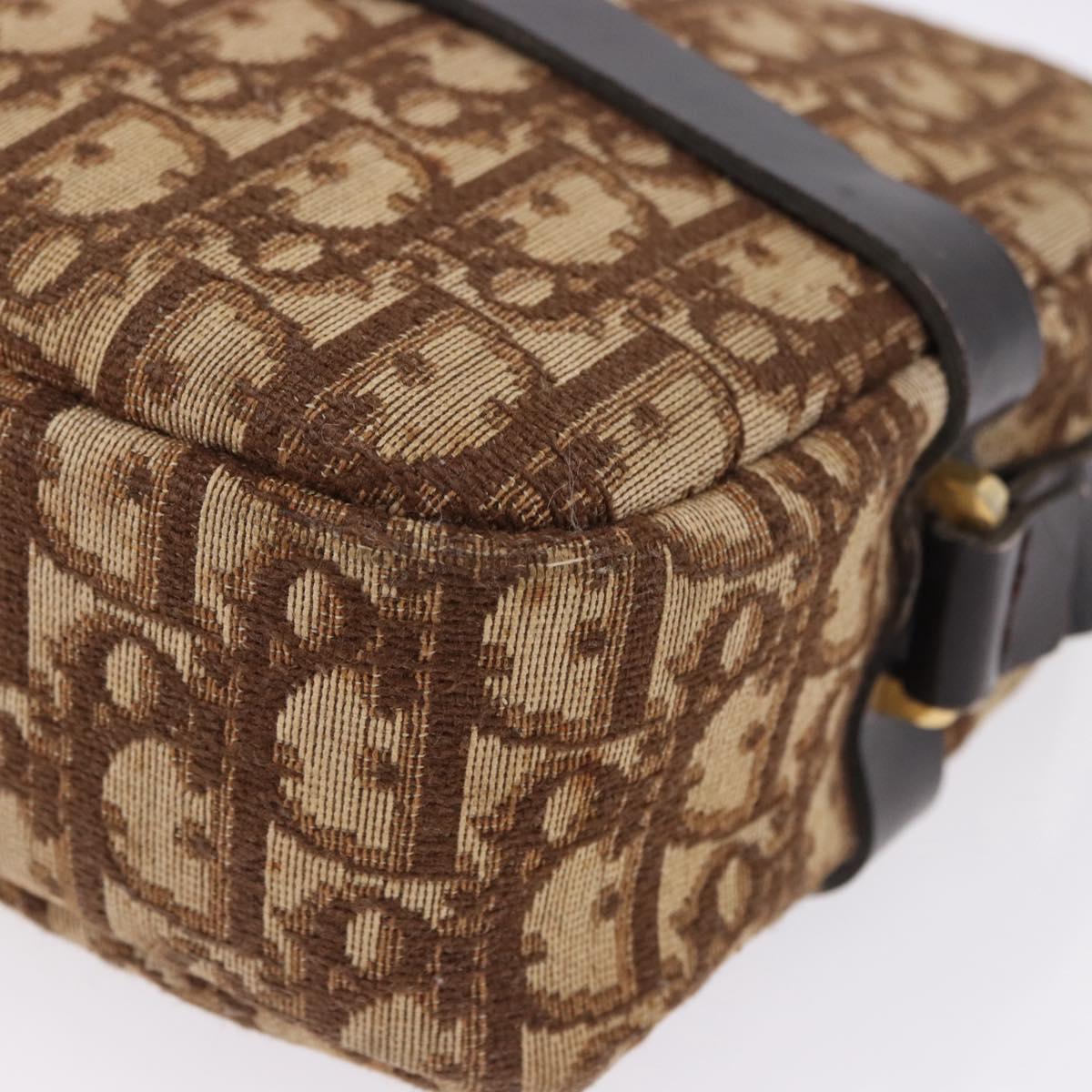 Christian Dior Trotter Canvas Shoulder Bag Beige Gold Auth ka5228