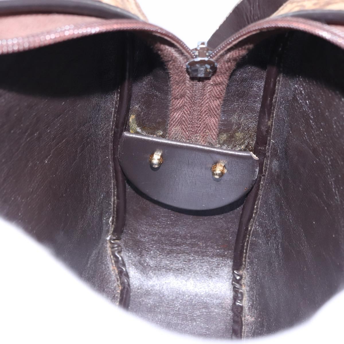 Christian Dior Trotter Canvas Shoulder Bag Beige Gold Auth ka5228