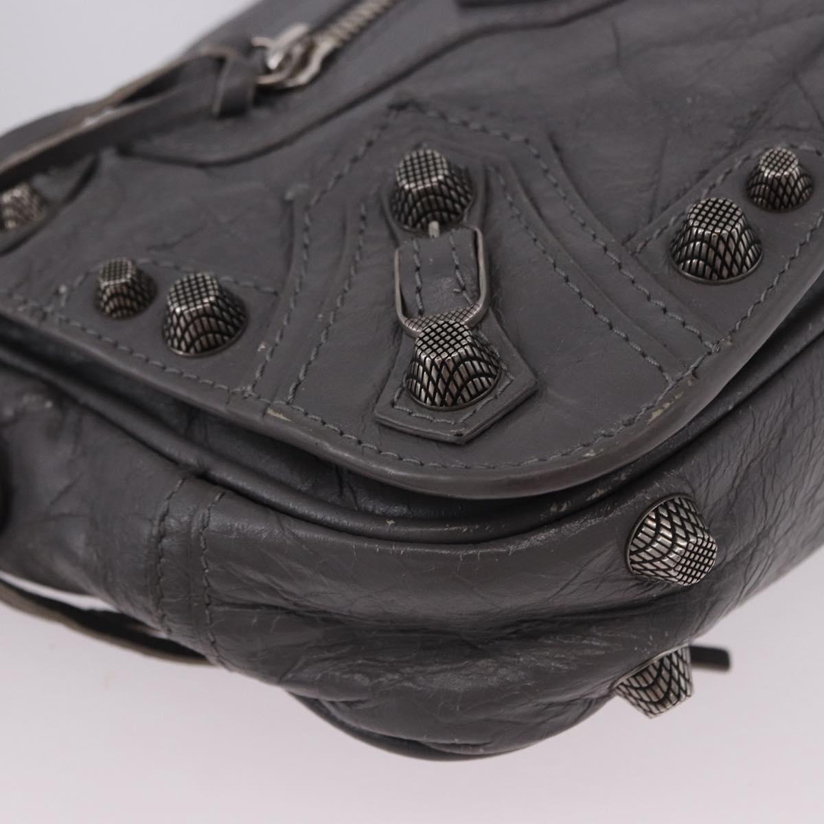 BALENCIAGA Le Cagole Shoulder Bag Leather 2way Gray Silver 719082 Auth ka5229A