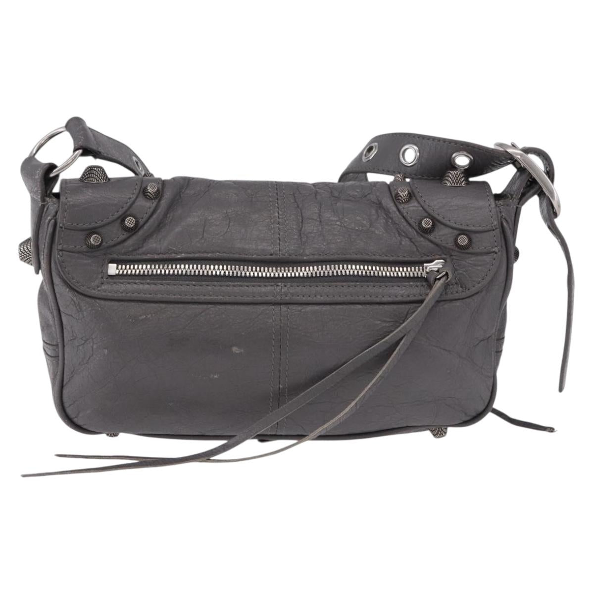 BALENCIAGA Le Cagole Shoulder Bag Leather 2way Gray Silver 719082 Auth ka5229A