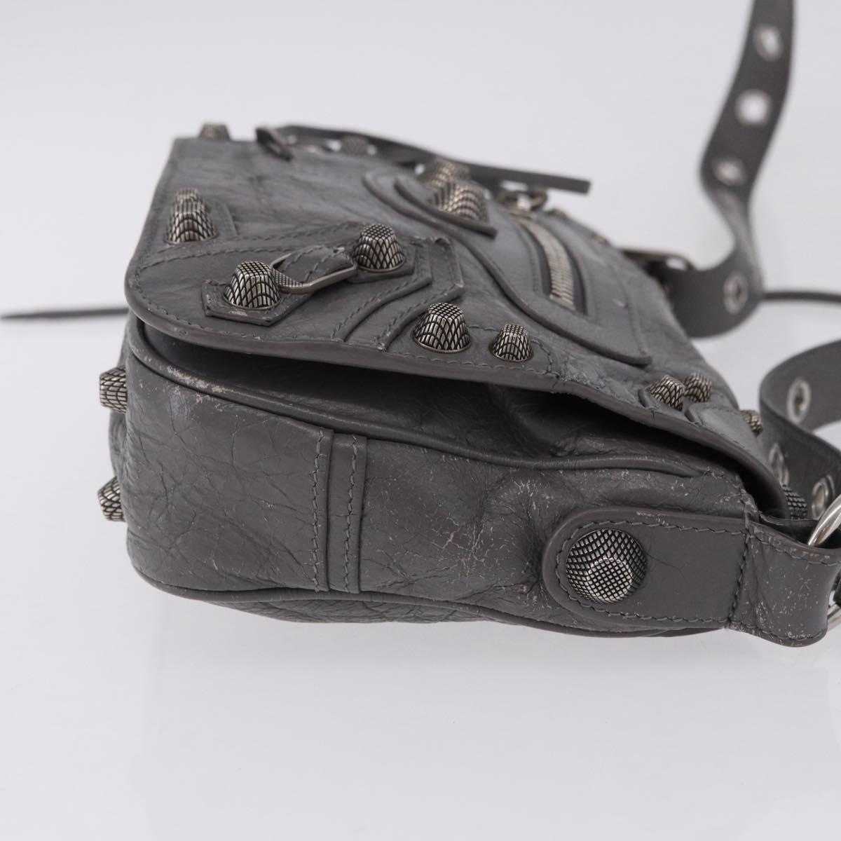 BALENCIAGA Le Cagole Shoulder Bag Leather 2way Gray Silver 719082 Auth ka5229A