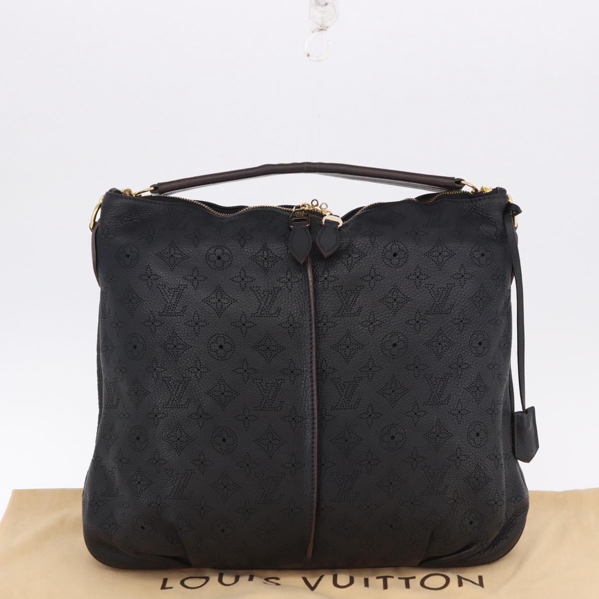 LOUIS VUITTON Mahina Serene PM Shoulder Bag Leather Black M94035 LV Auth ka5231V