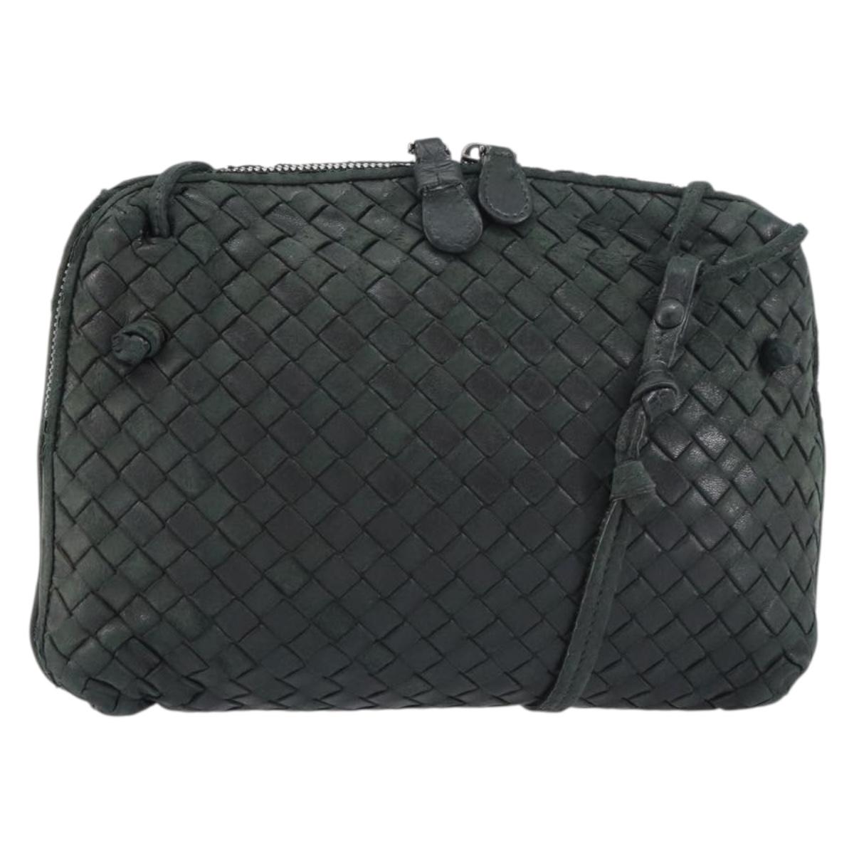 BOTTEGA VENETA INTRECCIATO Shoulder Bag Leather Black Auth ka524