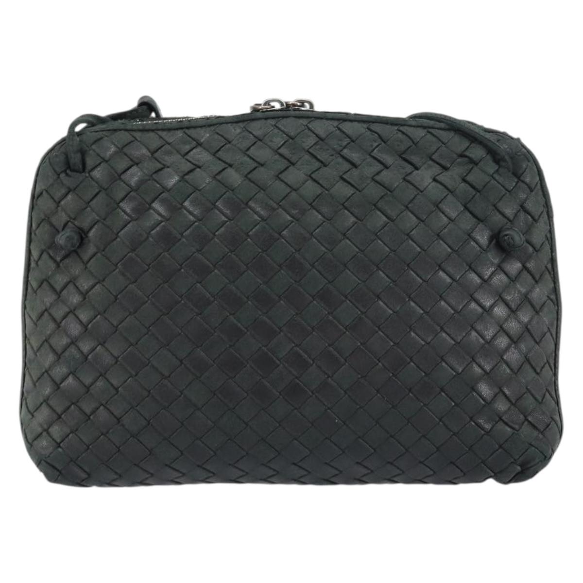 BOTTEGA VENETA INTRECCIATO Shoulder Bag Leather Black Auth ka524