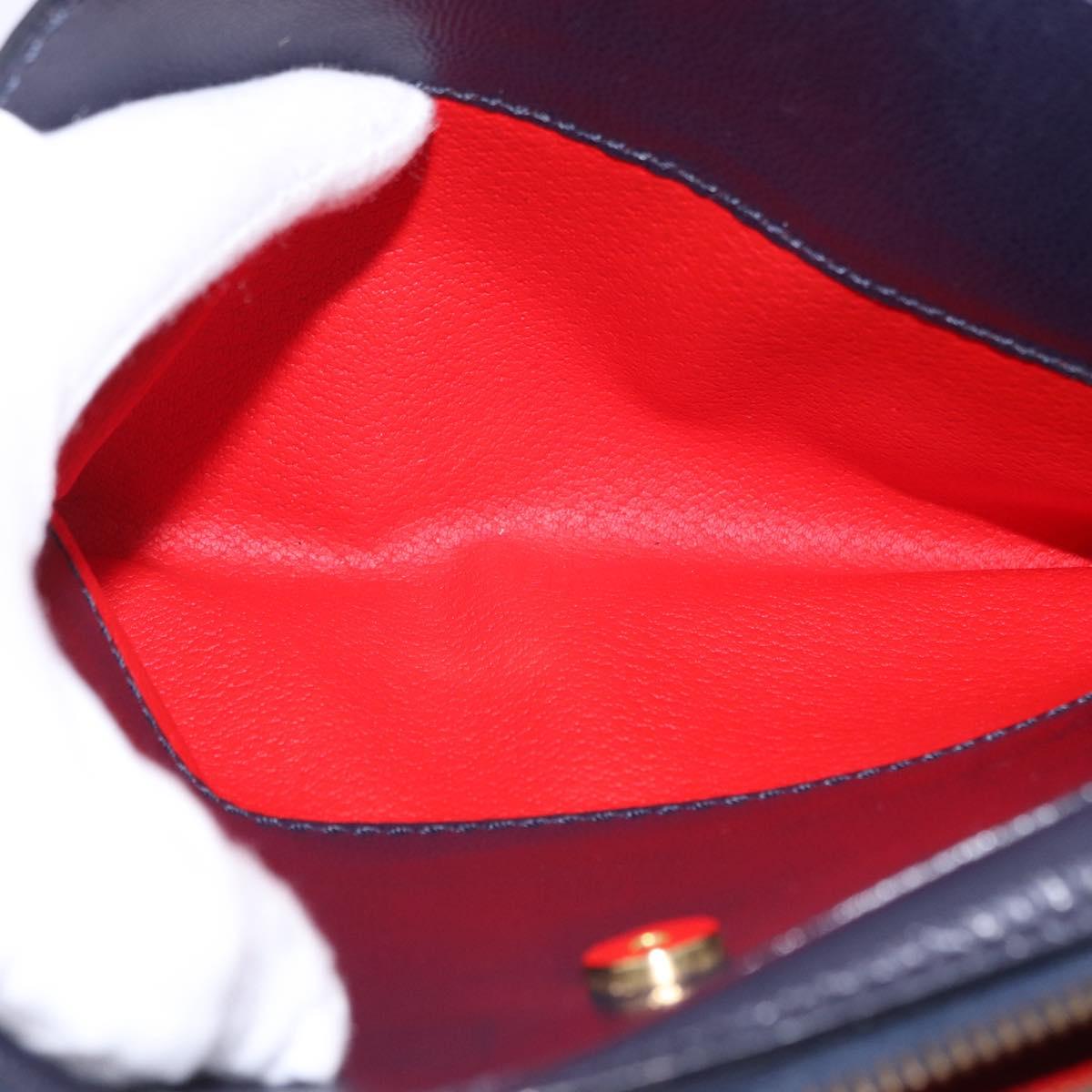 CELINE Shoulder Bag Leather Navy Gold Auth ka5240A