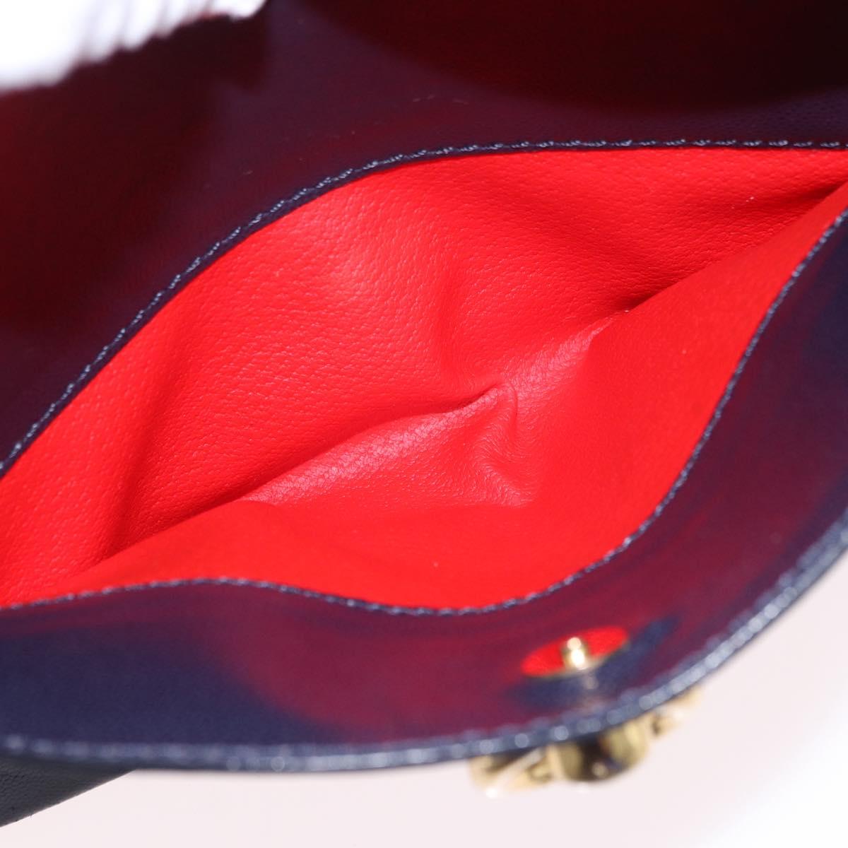 CELINE Shoulder Bag Leather Navy Gold Auth ka5240A