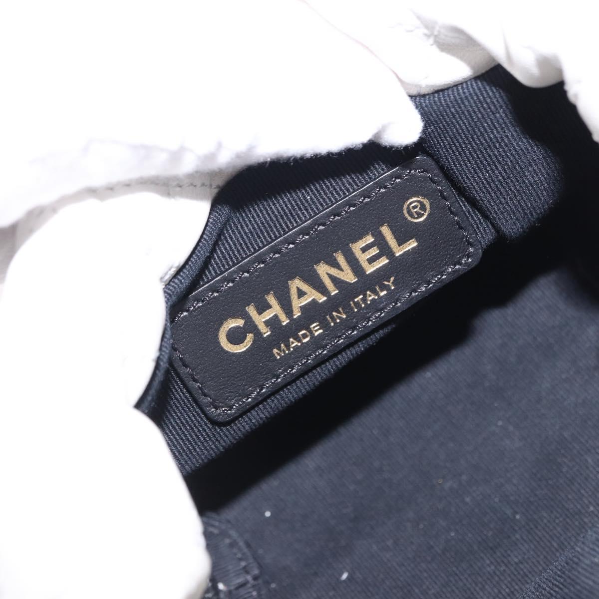 CHANEL Matelasse Chain Shoulder Bag Lamb Skin White Gold CC Auth ka5241M