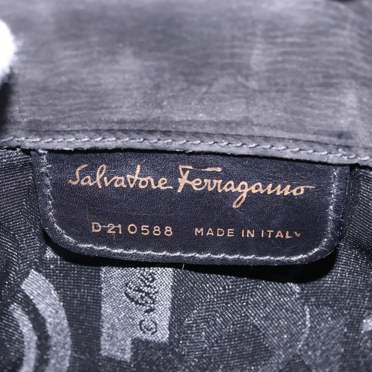 Salvatore Ferragamo Vala Shoulder Bag Suede Black Gold Auth ka5242