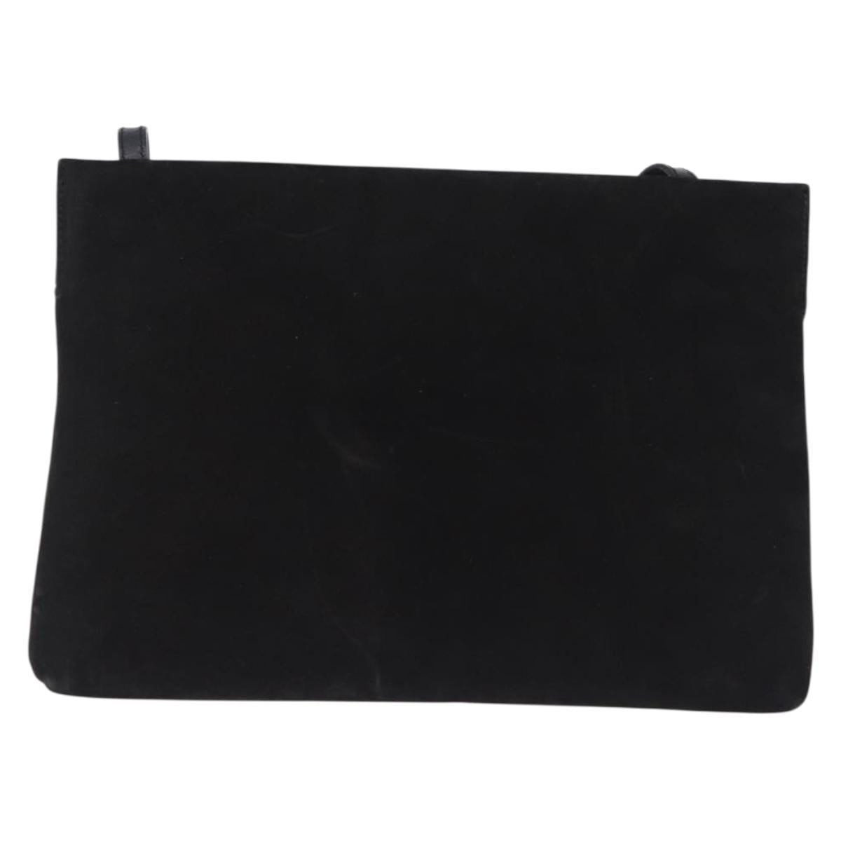 Salvatore Ferragamo Vala Shoulder Bag Suede Black Gold Auth ka5242