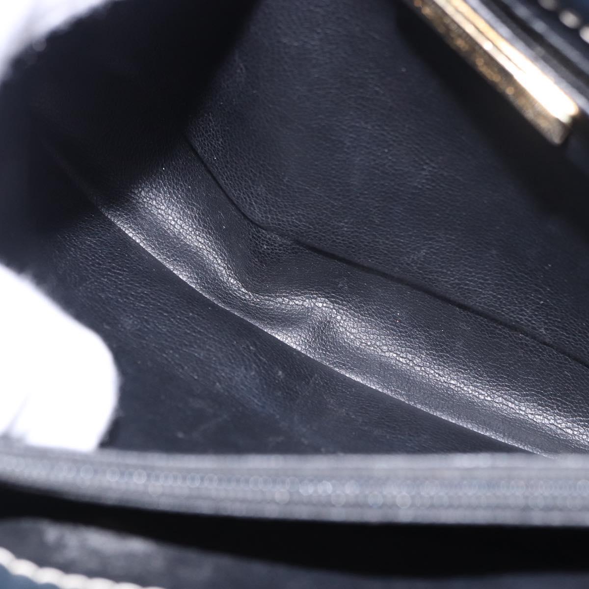 SAINT LAURENT Shoulder Bag Leather Navy Gold Auth ka5243A