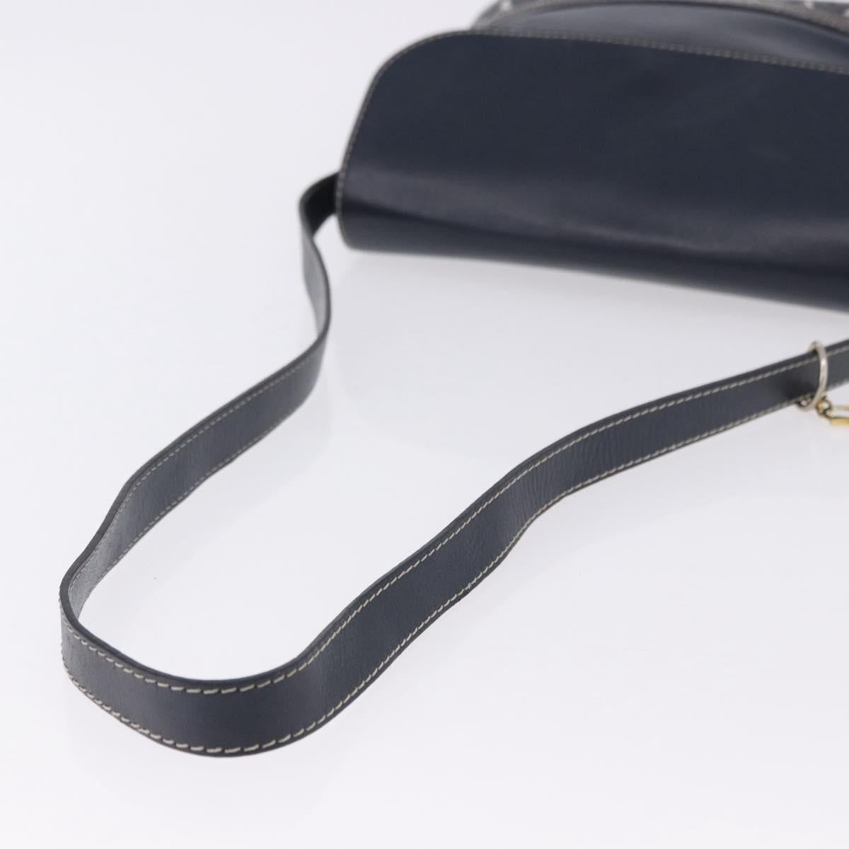 SAINT LAURENT Shoulder Bag Leather Navy Gold Auth ka5243A