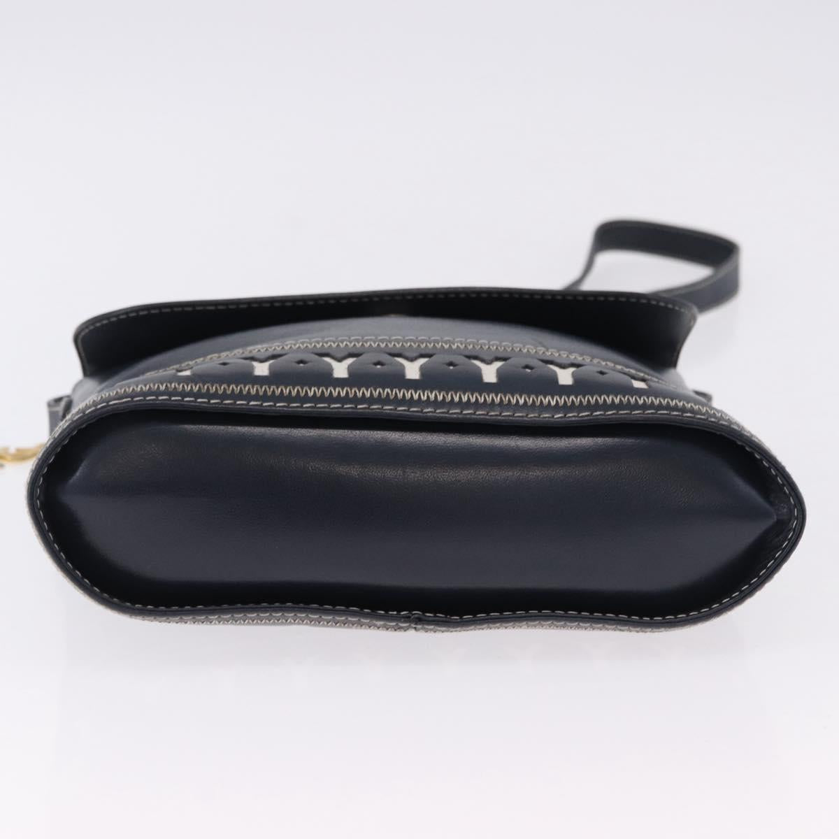 SAINT LAURENT Shoulder Bag Leather Navy Gold Auth ka5243A