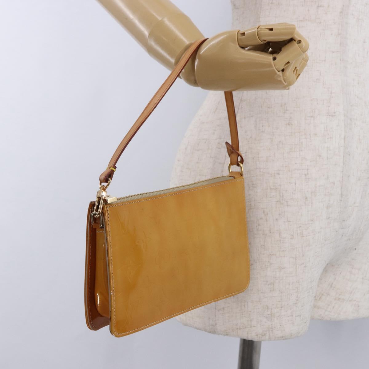 LOUIS VUITTON Monogram Vernis Lexington Pouch Beige M91010 LV Auth ka5244A