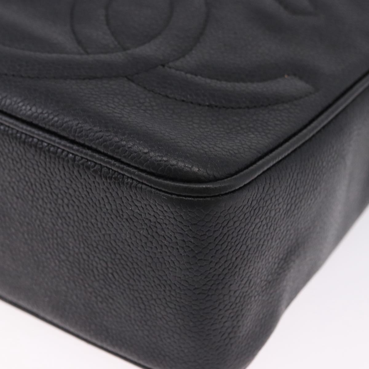 CHANEL Trip Luco co Shoulder Bag Leather Black Gold CC Auth ka5247