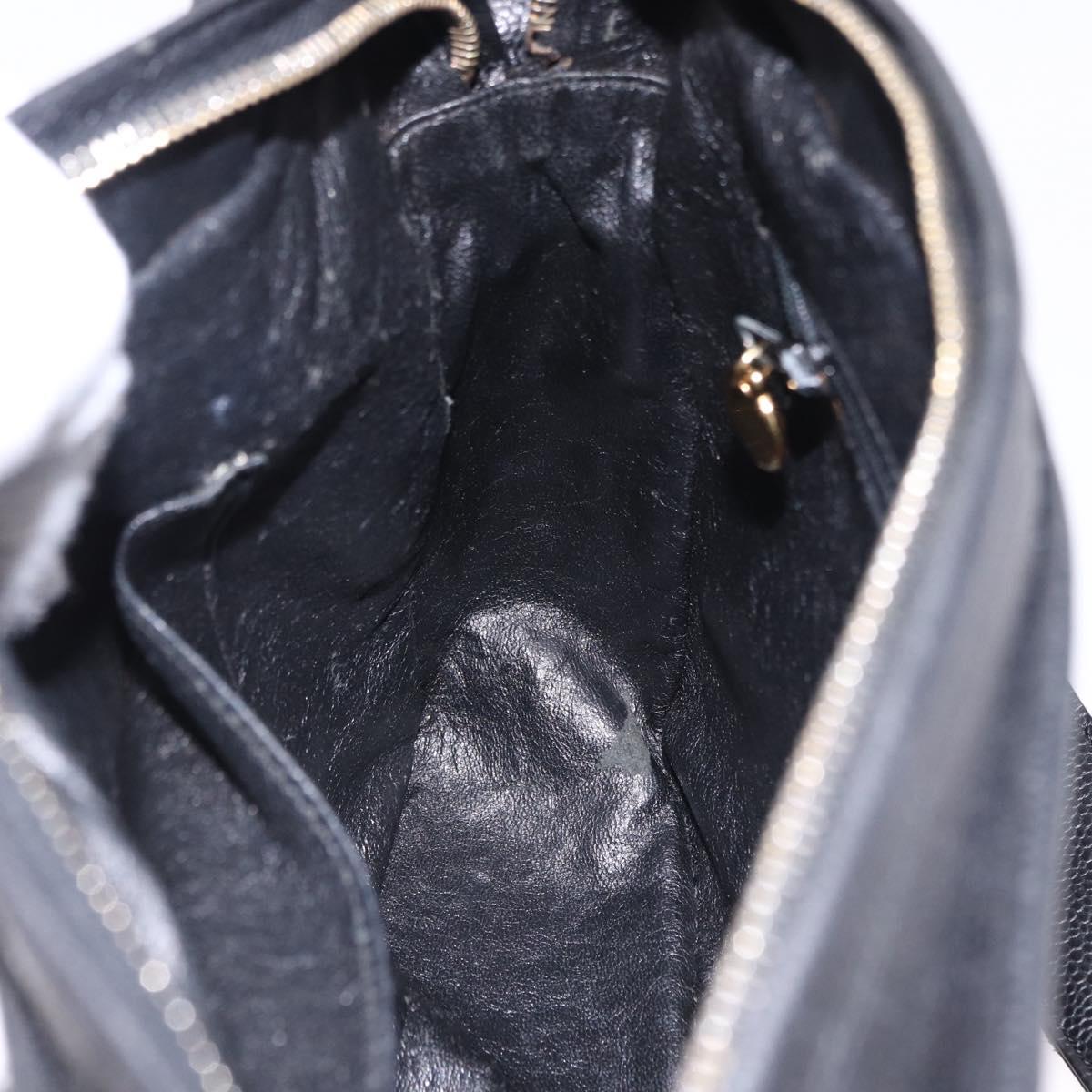 CHANEL Trip Luco co Shoulder Bag Leather Black Gold CC Auth ka5247