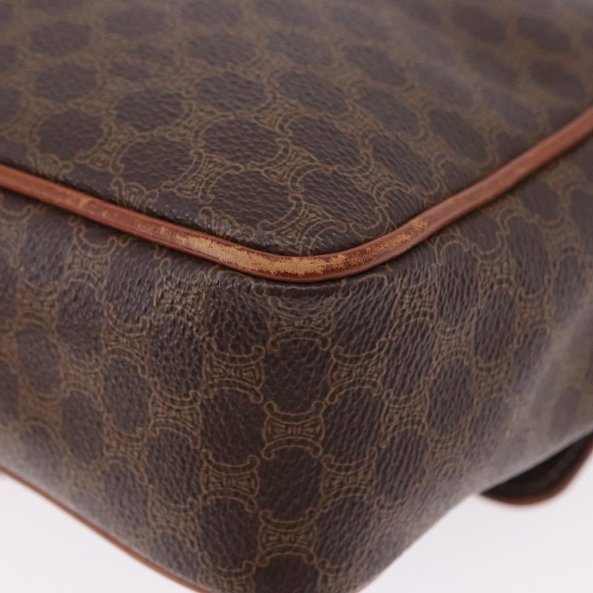 CELINE Macadam Canvas Hand Bag PVC Leather Brown Gold Auth ka5248A