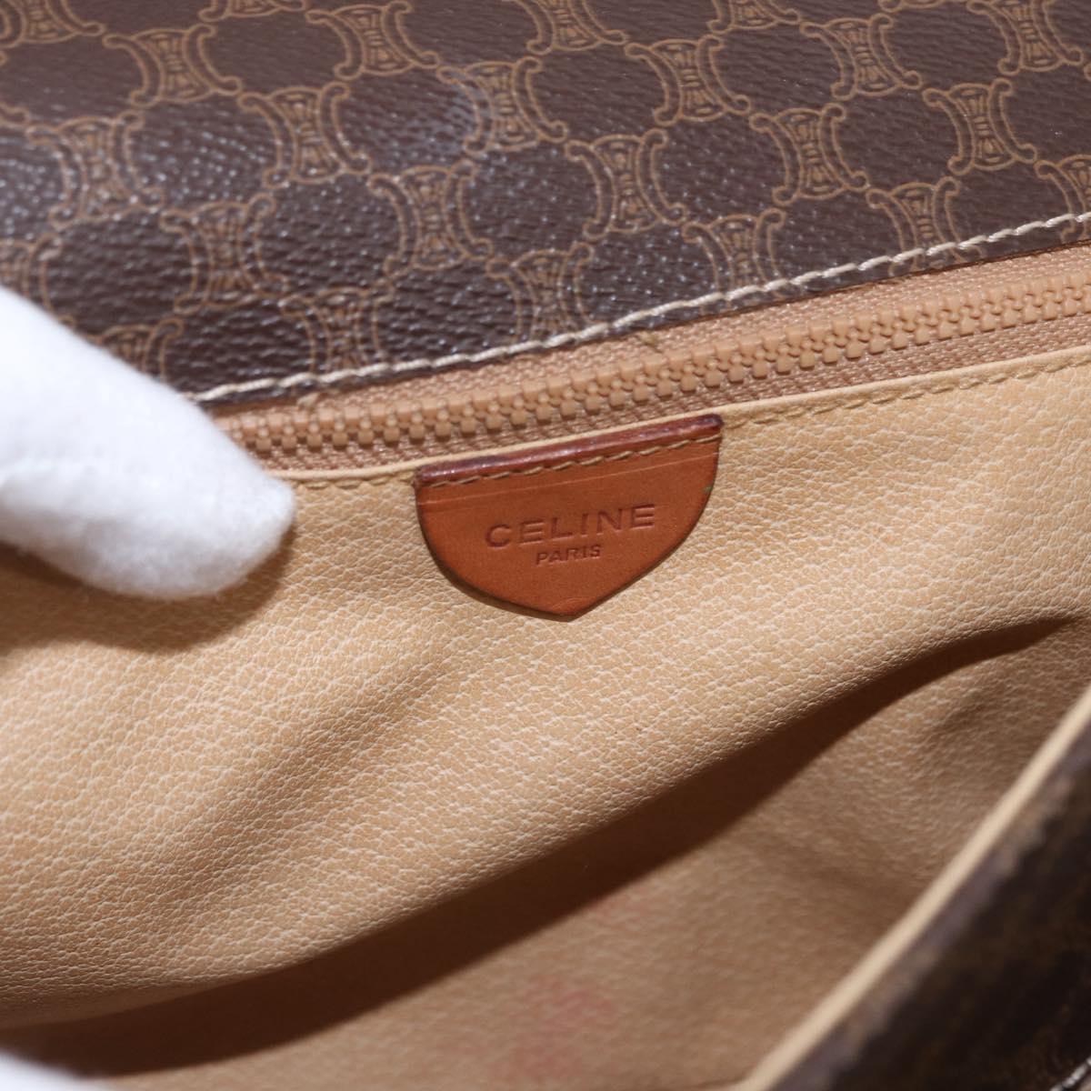 CELINE Macadam Canvas Hand Bag PVC Leather Brown Gold Auth ka5248A