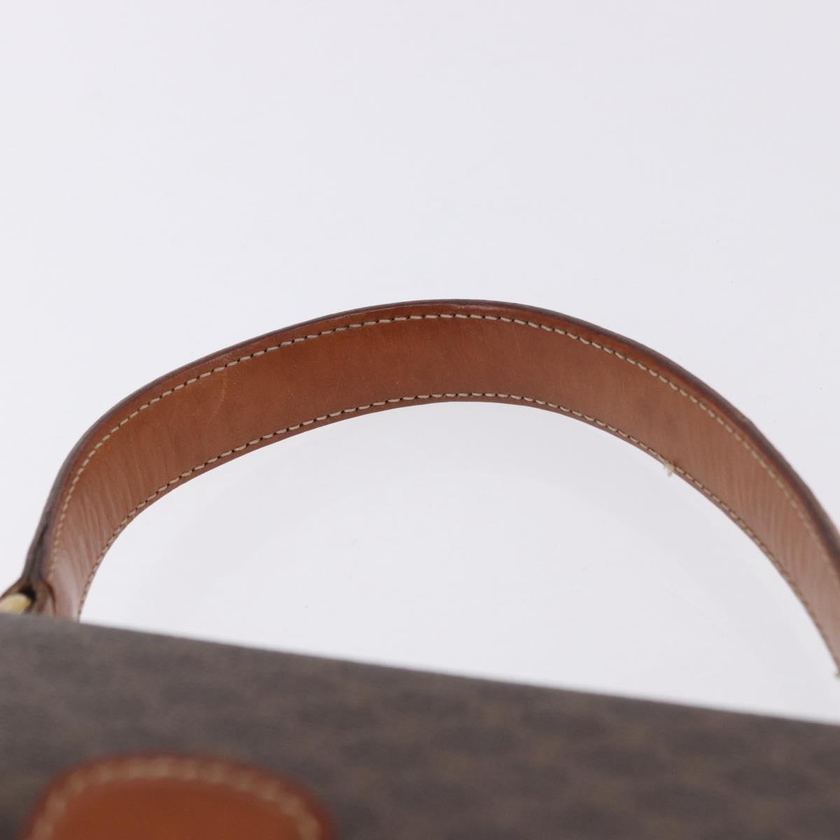 CELINE Macadam Canvas Hand Bag PVC Leather Brown Gold Auth ka5248A