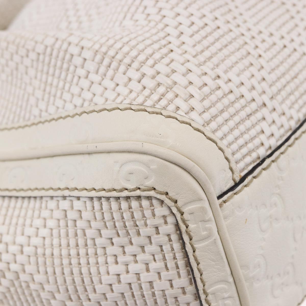 GUCCI GG Canvas Guccissima Tote Bag Leather White Silver 211944 Auth ka5249