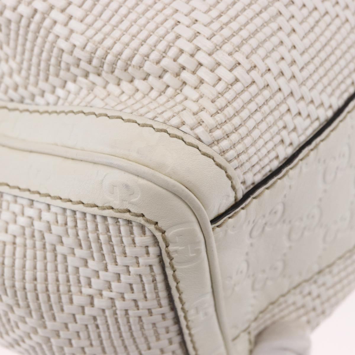 GUCCI GG Canvas Guccissima Tote Bag Leather White Silver 211944 Auth ka5249