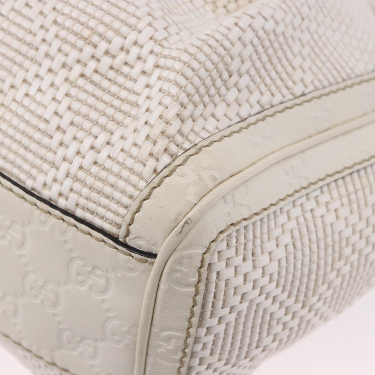 GUCCI GG Canvas Guccissima Tote Bag Leather White Silver 211944 Auth ka5249