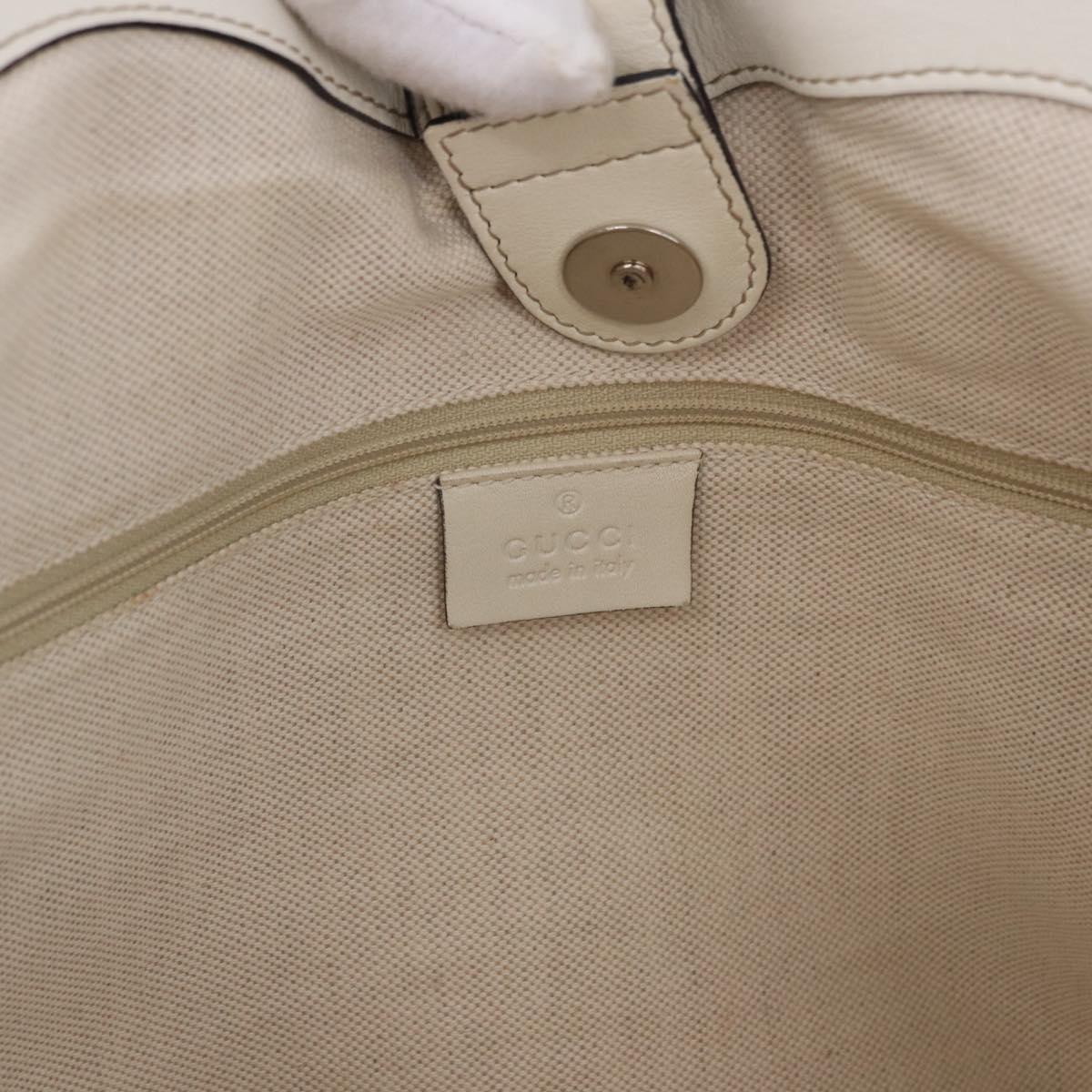 GUCCI GG Canvas Guccissima Tote Bag Leather White Silver 211944 Auth ka5249