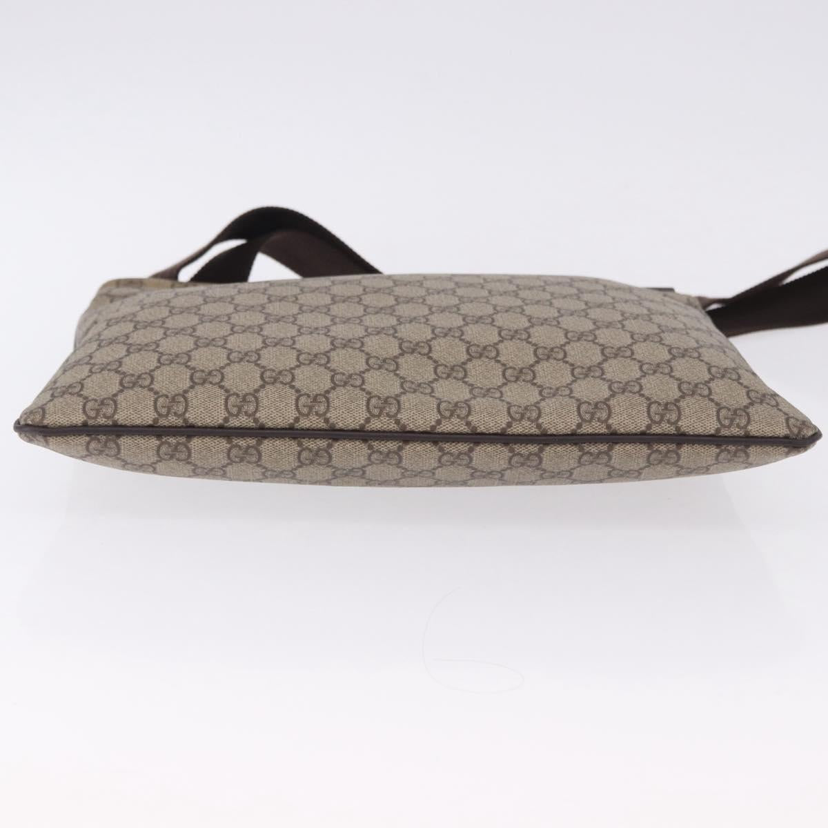 GUCCI GG Supreme Shoulder Bag PVC Beige Gold 201446 Auth ka5250