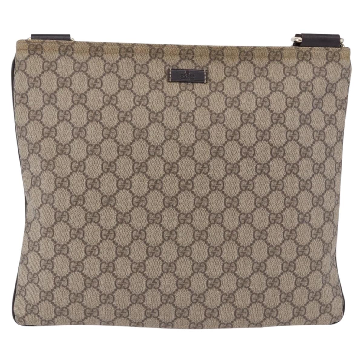 GUCCI GG Supreme Shoulder Bag PVC Beige Gold 201446 Auth ka5250