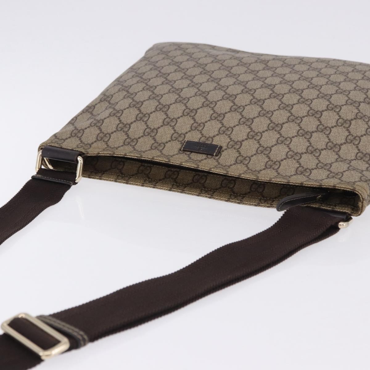 GUCCI GG Supreme Shoulder Bag PVC Beige Gold 201446 Auth ka5250