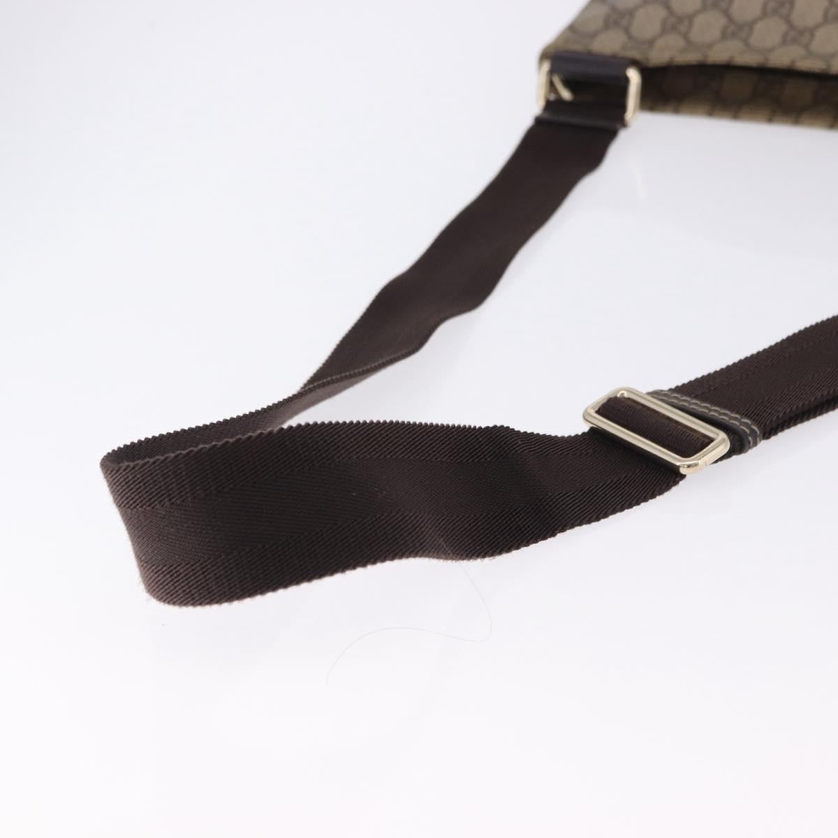 GUCCI GG Supreme Shoulder Bag PVC Beige Gold 201446 Auth ka5250