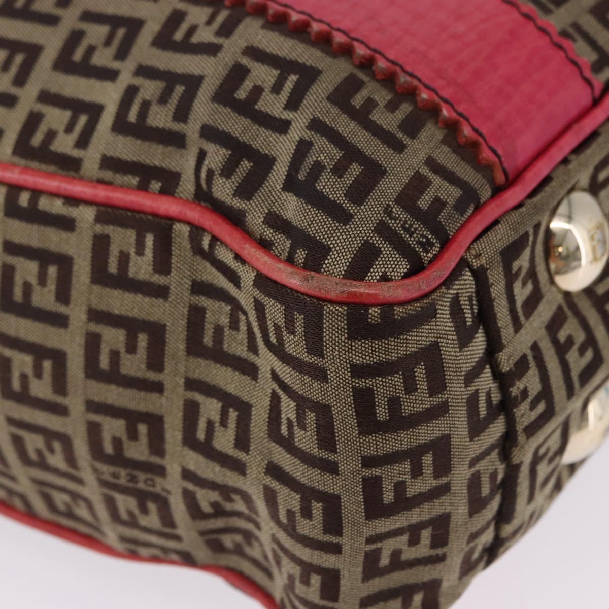 FENDI Zucchino Canvas Tote Bag Beige Gold Auth ka5251