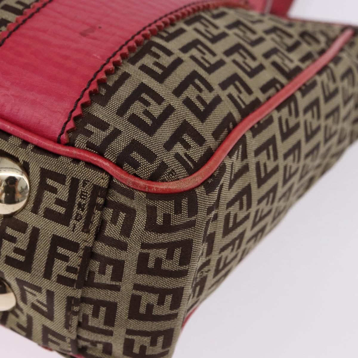 FENDI Zucchino Canvas Tote Bag Beige Gold Auth ka5251
