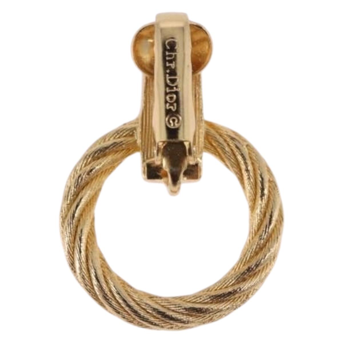 Christian Dior Earring metal Gold Tone Auth ka5252