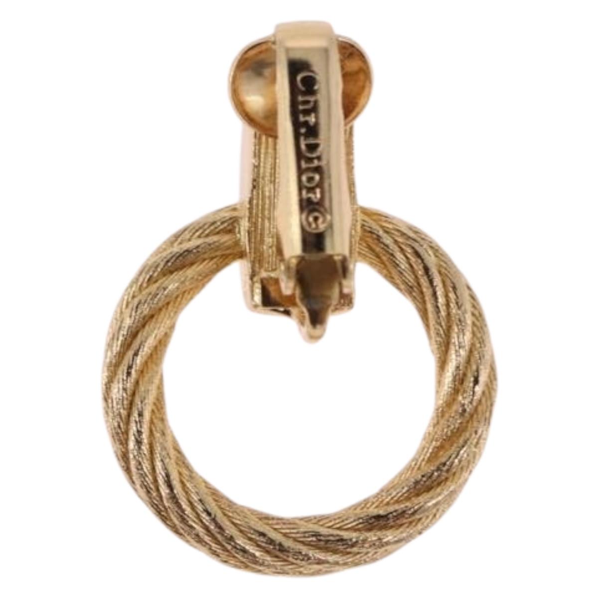 Christian Dior Earring metal Gold Tone Auth ka5252