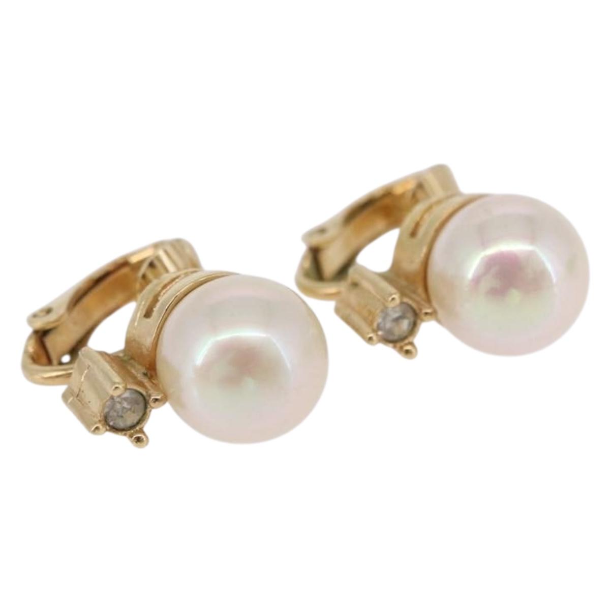 Christian Dior Earring metal Gold Tone Auth ka5253