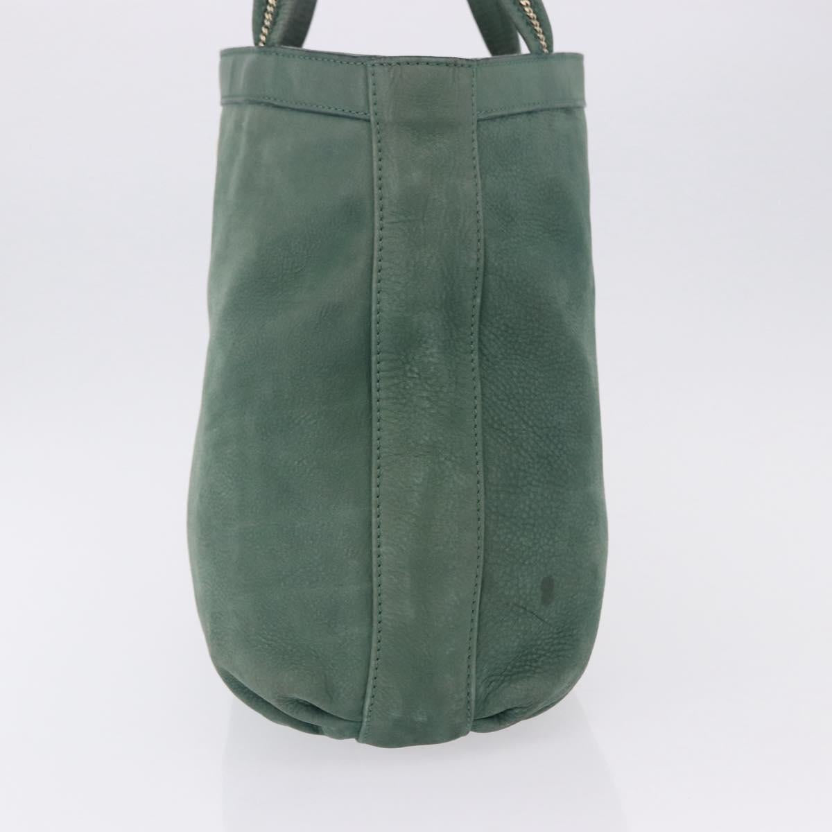 FENDI Hand Bag Leather Green Gold Auth ka5255