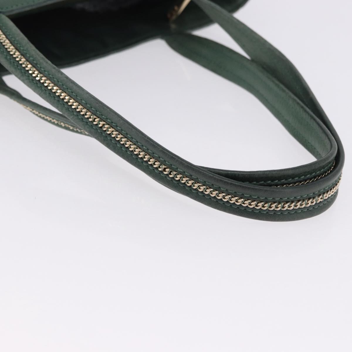FENDI Hand Bag Leather Green Gold Auth ka5255