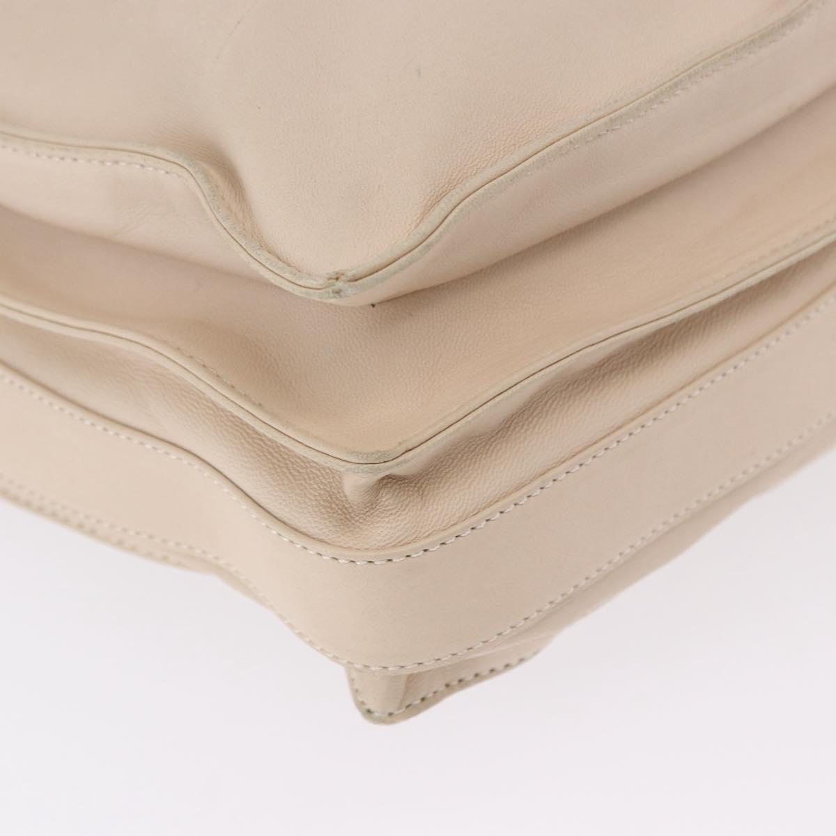 LOEWE Shoulder Bag Leather Ivory Silver Auth ka5256